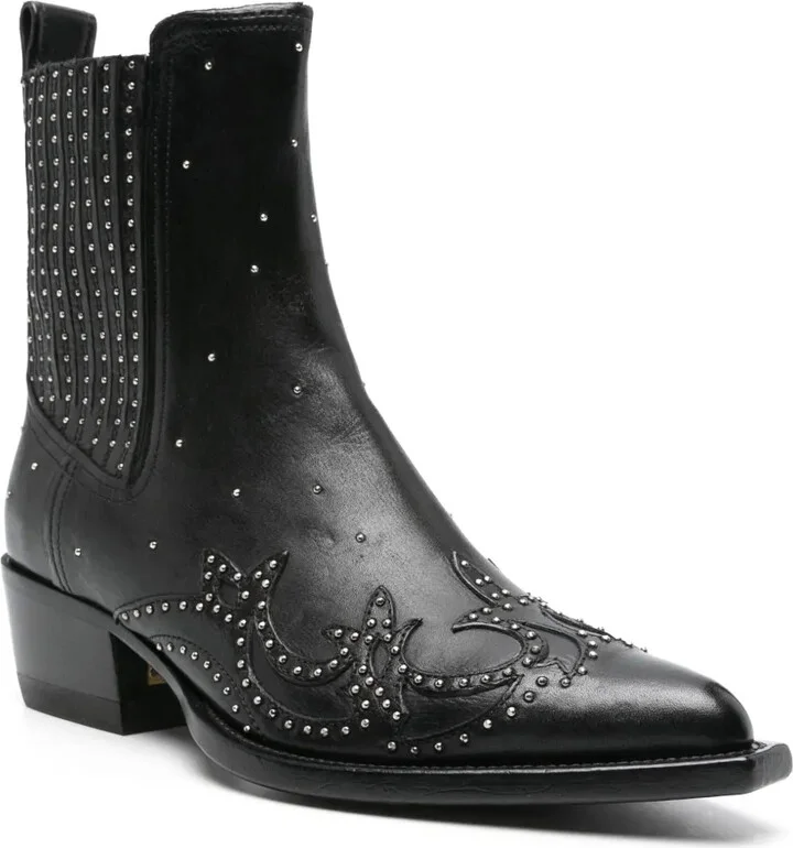 Stud-Embellished Leather Boots - Image 2