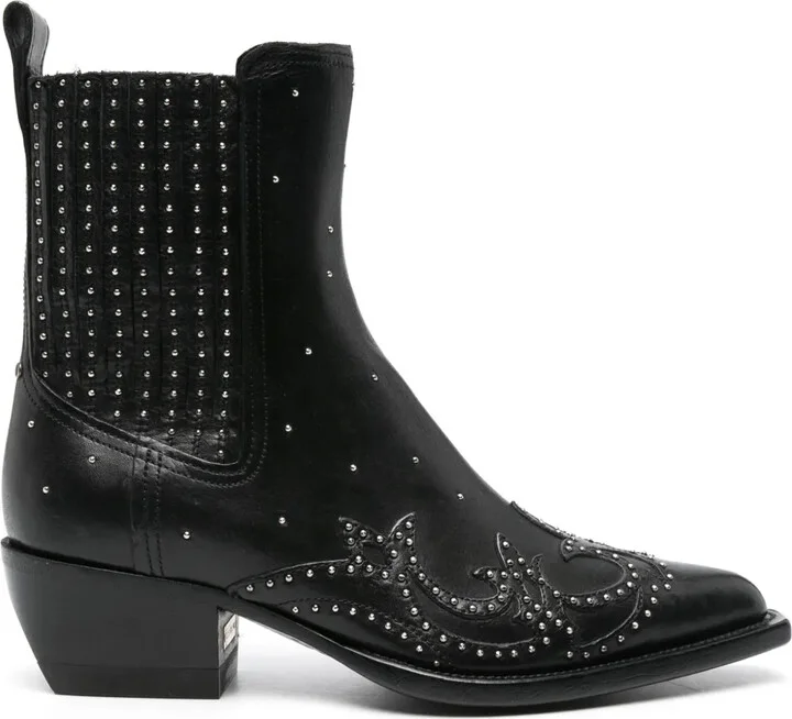 Stud-Embellished Leather Boots