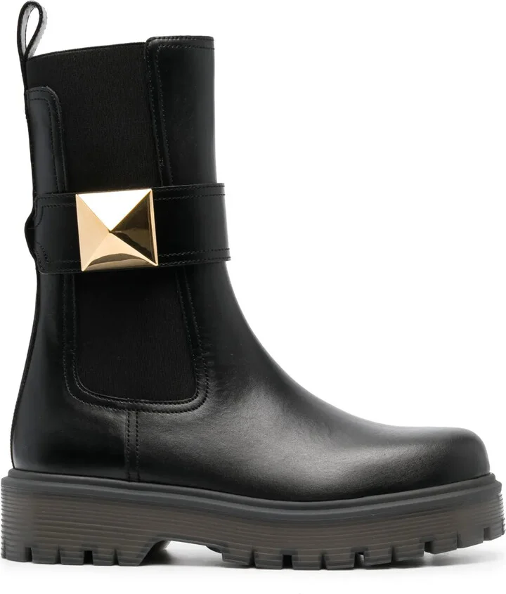 Stud-Embellished Leather Boots