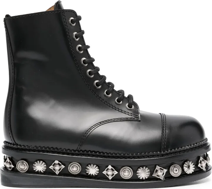 Stud-Embellished Leather Boots