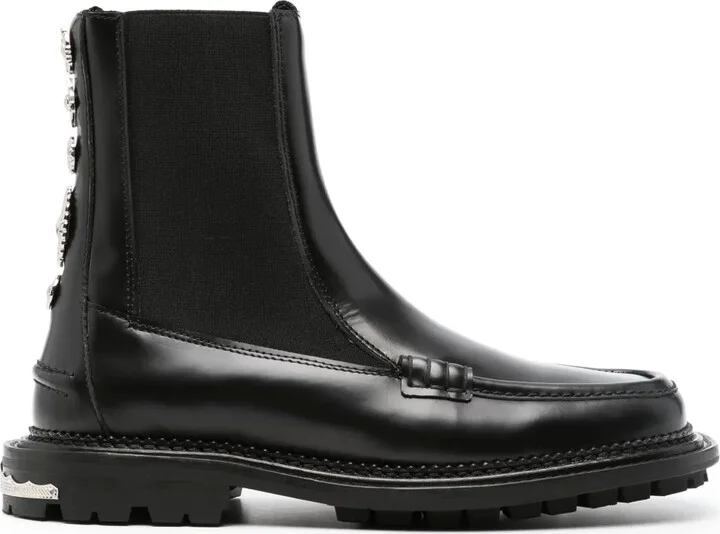 Stud-Embellished Leather Boots