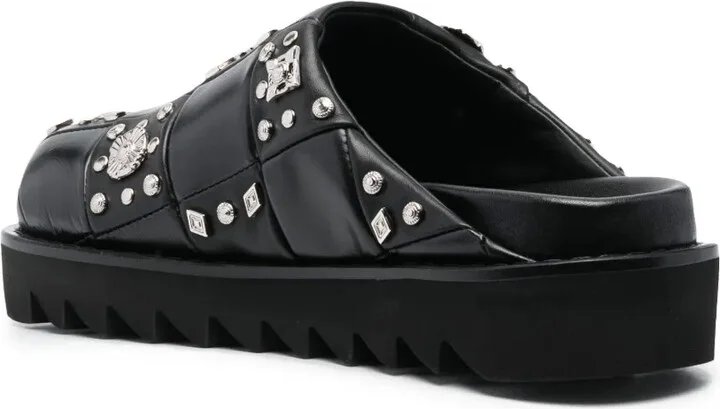Stud-Embellished Leather Clogs - Image 3