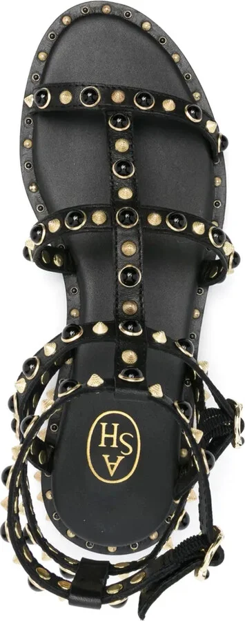 Stud-Embellished Leather Flat Sandals - Image 4