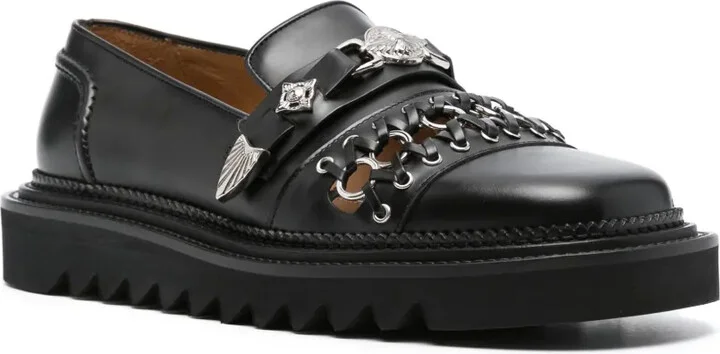 Stud-Embellished Leather Loafers - Image 2