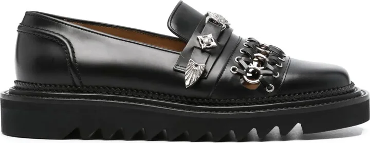 Stud-Embellished Leather Loafers
