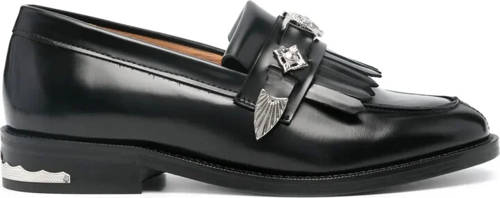 Stud-Embellished Leather Loafers