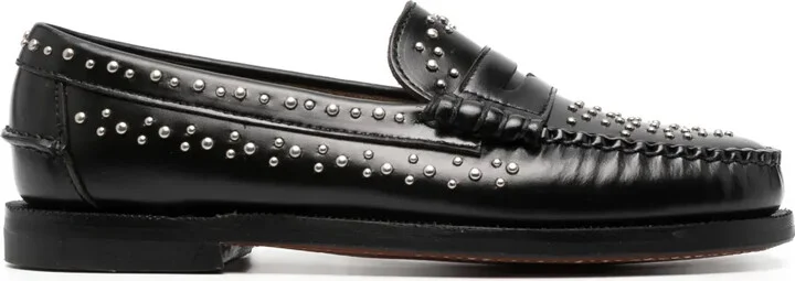 Stud-Embellished Leather Loafers