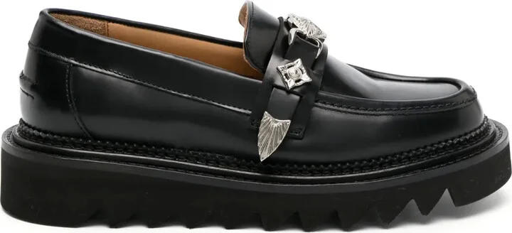 Stud-Embellished Leather Loafers