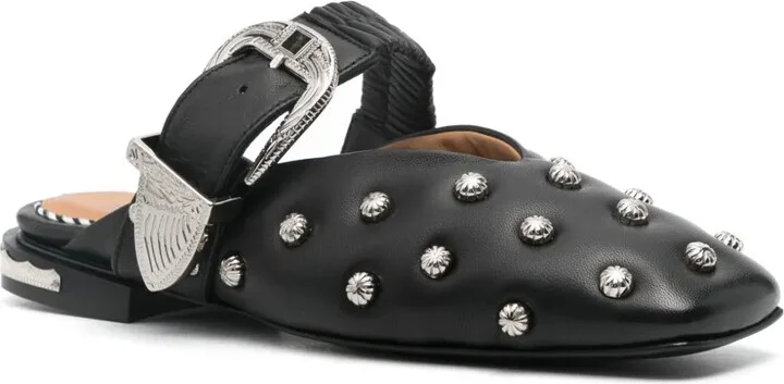 Stud-Embellished Leather Mules - Image 2