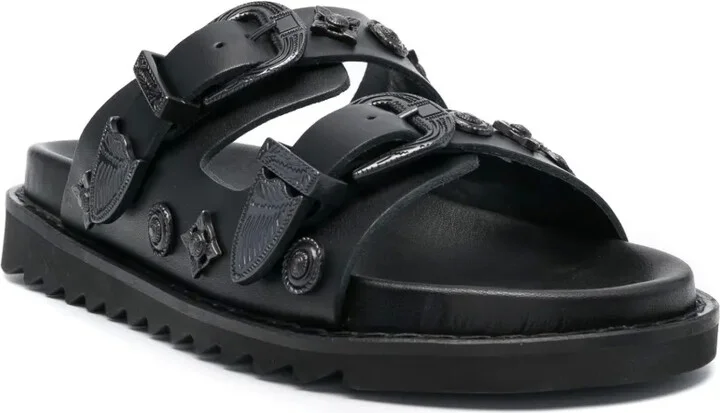 Stud-Embellished Leather Slides - Image 2