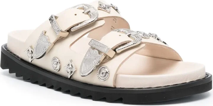 Stud-Embellished Leather Slides - Image 2