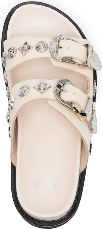 Stud-Embellished Leather Slides - Image 4