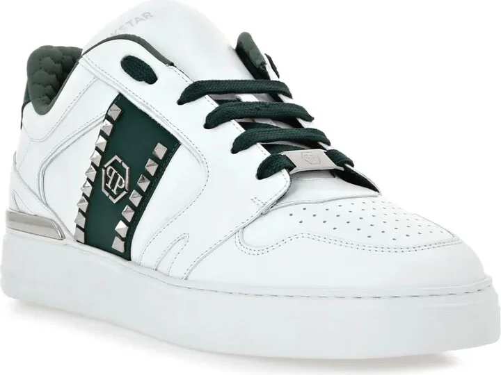 Stud-Embellished Leather Sneakers - Image 2