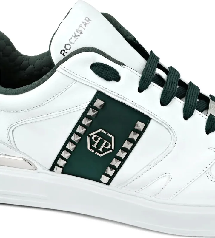 Stud-Embellished Leather Sneakers - Image 4