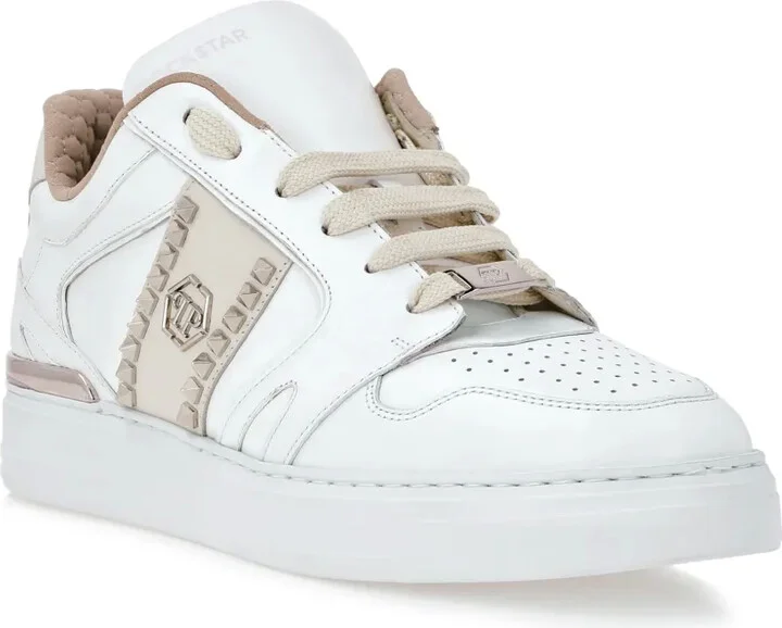 Stud-Embellished Leather Sneakers - Image 2