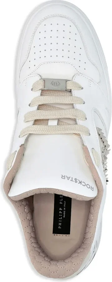 Stud-Embellished Leather Sneakers - Image 3