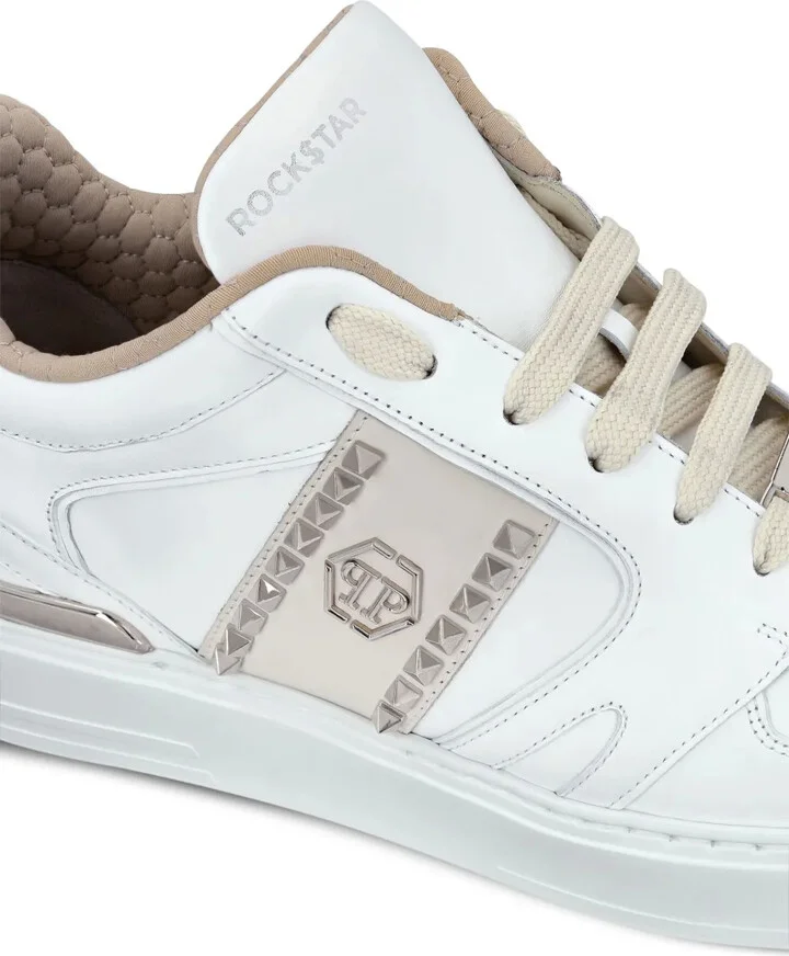 Stud-Embellished Leather Sneakers - Image 4