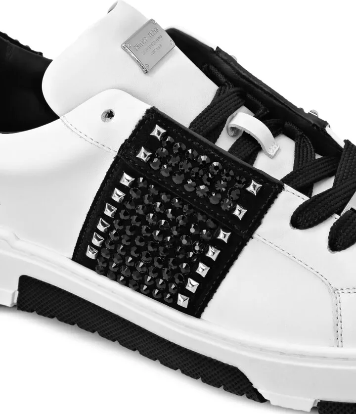 Stud-Embellished Leather Sneakers - Image 4