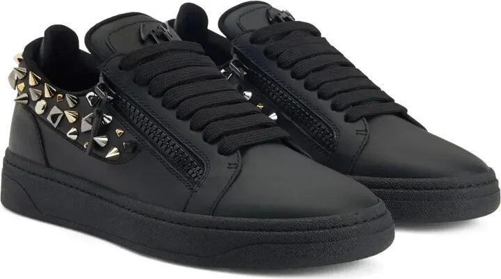 Stud-Embellished Leather Sneakers - Image 2