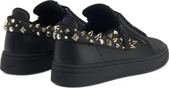 Stud-Embellished Leather Sneakers - Image 3