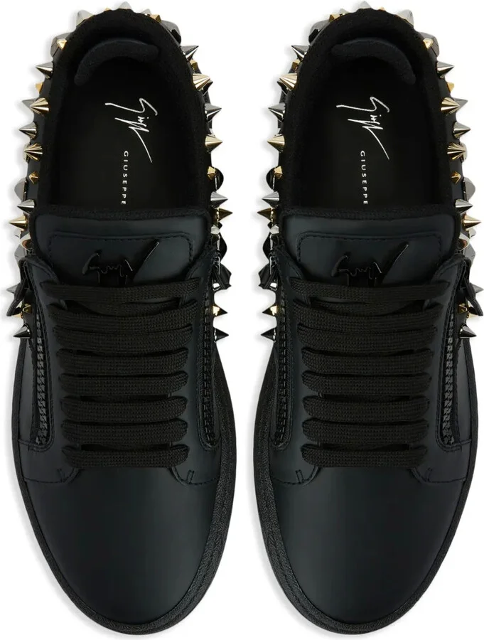 Stud-Embellished Leather Sneakers - Image 4