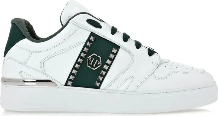 Stud-Embellished Leather Sneakers