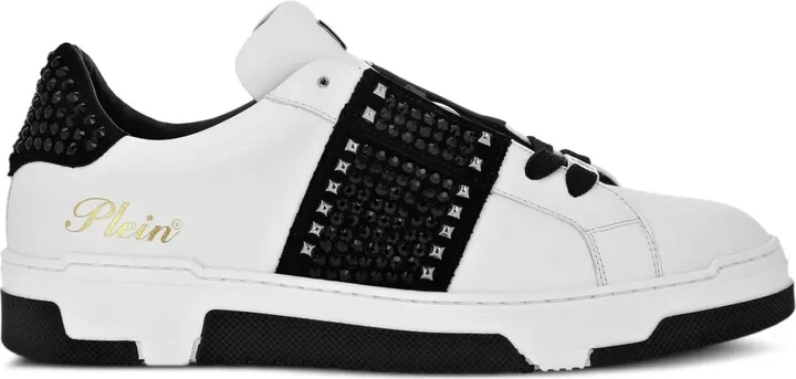 Stud-Embellished Leather Sneakers