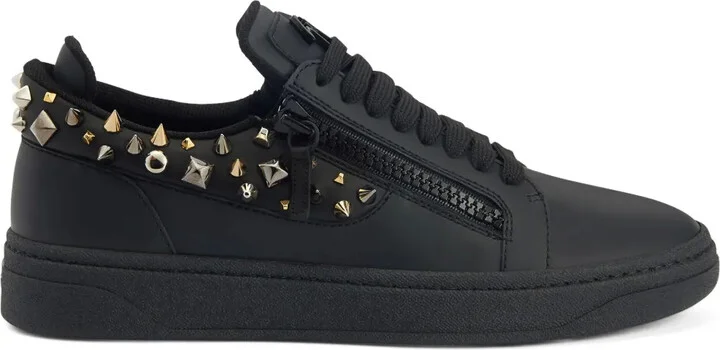 Stud-Embellished Leather Sneakers