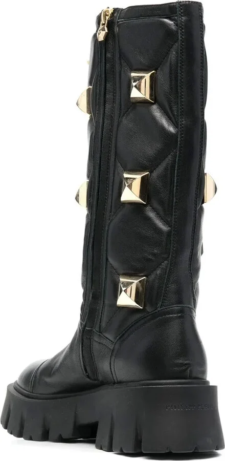 Stud-Embellished Mid-Calf Boots - Image 3