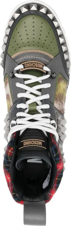 Stud-Embellished Patchwork Sneakers - Image 4