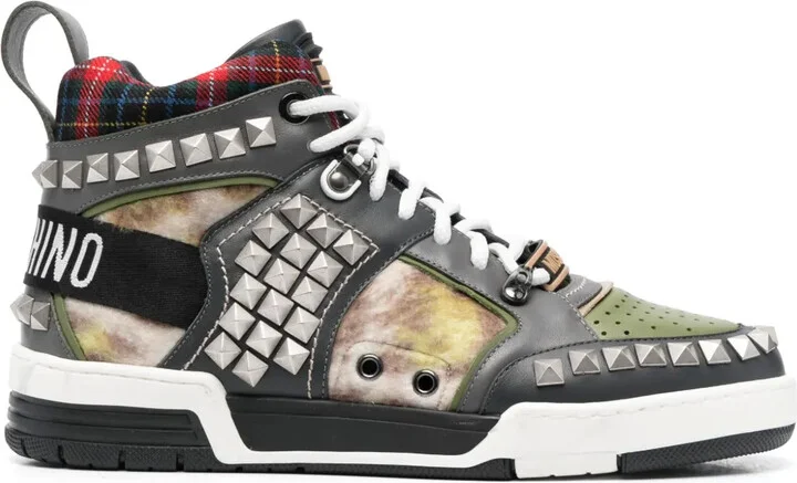 Stud-Embellished Patchwork Sneakers