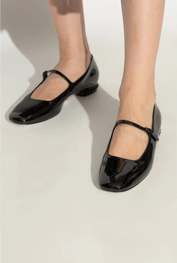 Stud-Embellished Patent Ballerina Shoes - Image 2