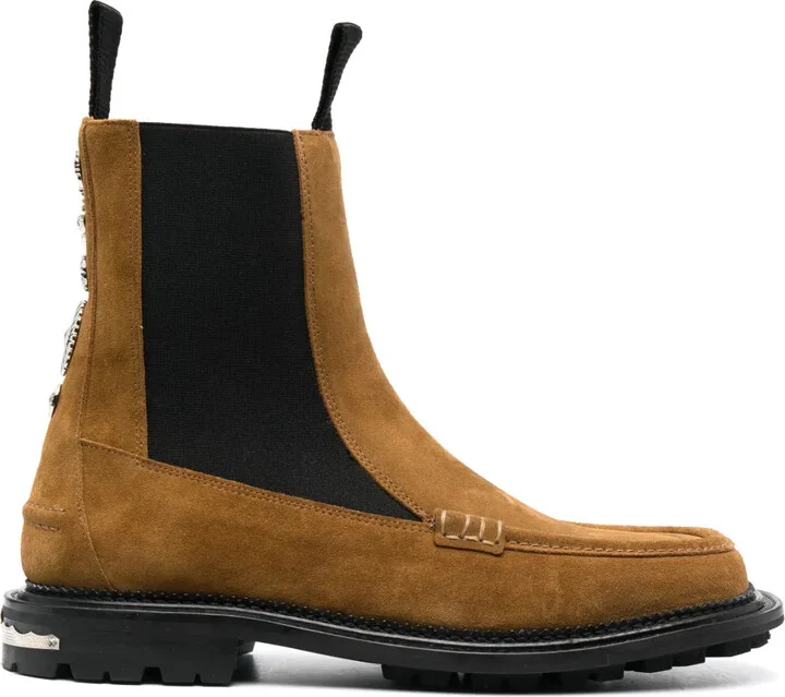 Stud-Embellished Suede Boots