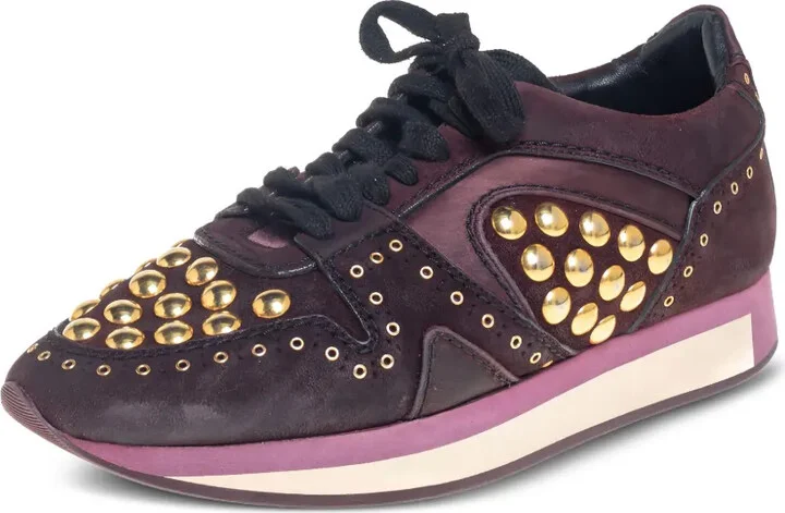 Stud-Embellished Suede Sneakers - Image 2