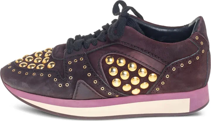 Stud-Embellished Suede Sneakers