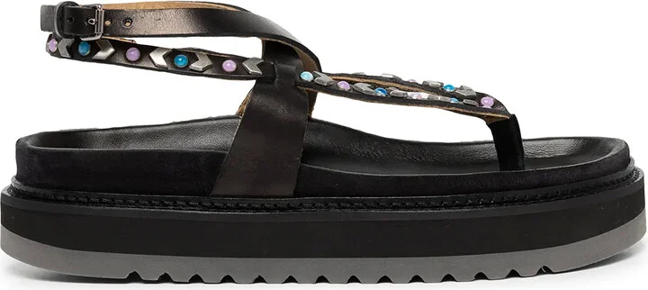 Stud-Embellished Thong-Strap Sandals