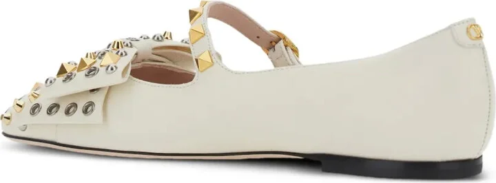 Stud-Embellishments Leather Ballet Flats - Image 3