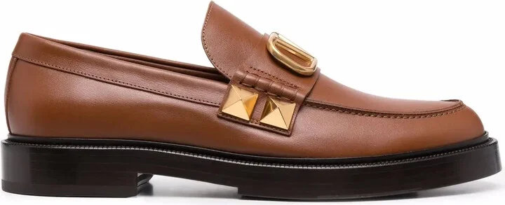 Stud Sign leather loafers