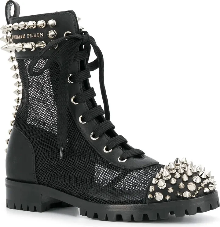 Studded 35mm Lace-Up Boots - Image 2
