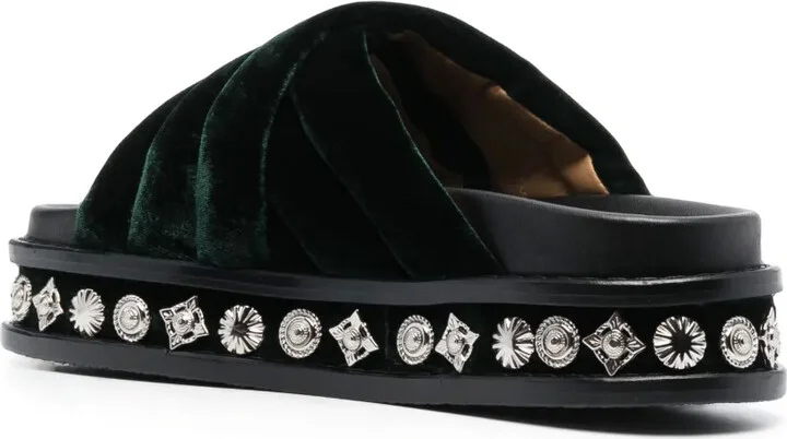 Studded 50mm Velvet Slides - Image 3