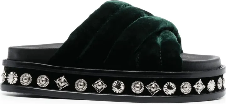 Studded 50mm Velvet Slides