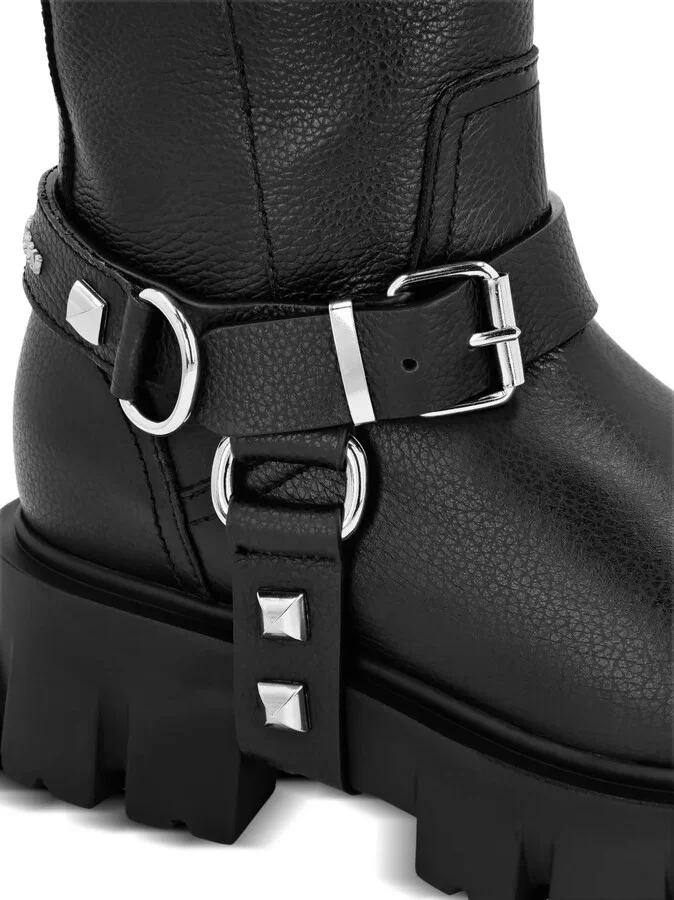 Studded Ankle Leather Boots - Image 4
