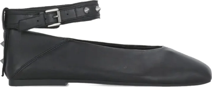 Studded Ankle-Strap Ballet Flats