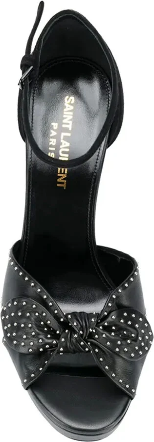 Studded Bow Leather Sandals - Image 4