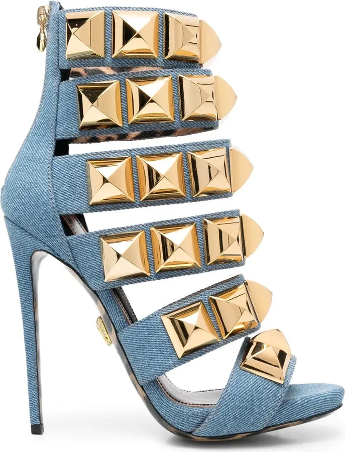Studded Denim 120mm Sandals