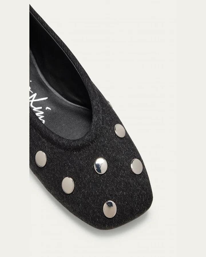 Studded Denim Ballerina Flats - Image 5
