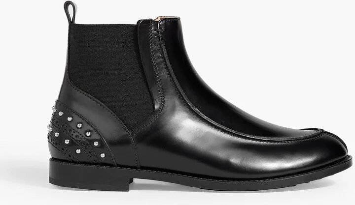 Studded glossed-leather Chelsea boots