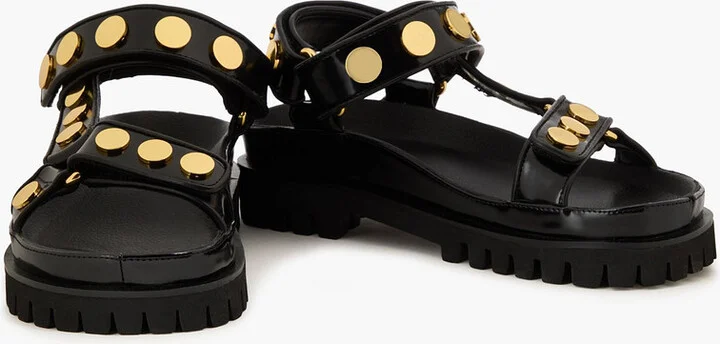 Studded glossed-leather sandals - Image 2