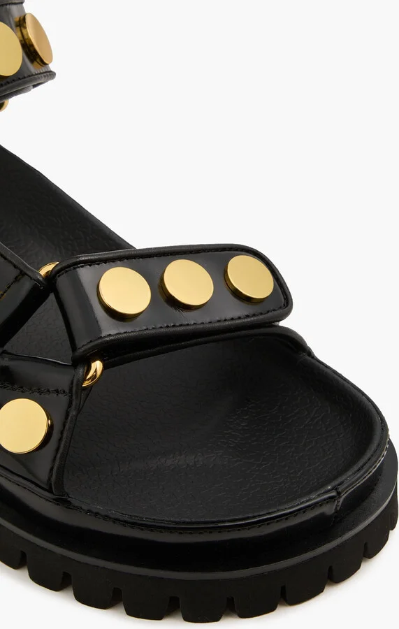 Studded glossed-leather sandals - Image 4