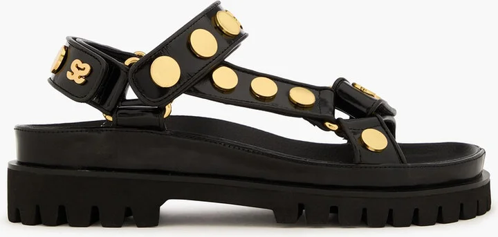 Studded glossed-leather sandals